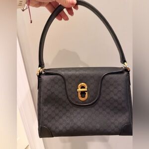 Gucci Black Shoulder Bag with Gold Accent